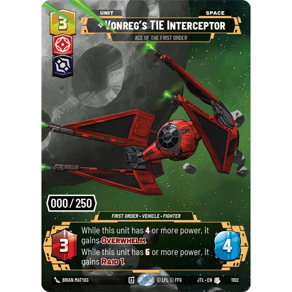 Vonreg's TIE Interceptor, U, JTL 1102) Prestige Serialized, Star Wars Unlimited