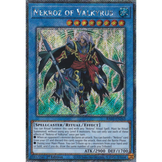 Nekroz of Valkyrus RA03-EN263 Platinum Platinum Secret Rare Yu-Gi-Oh Quarter Century Bonanza in Art