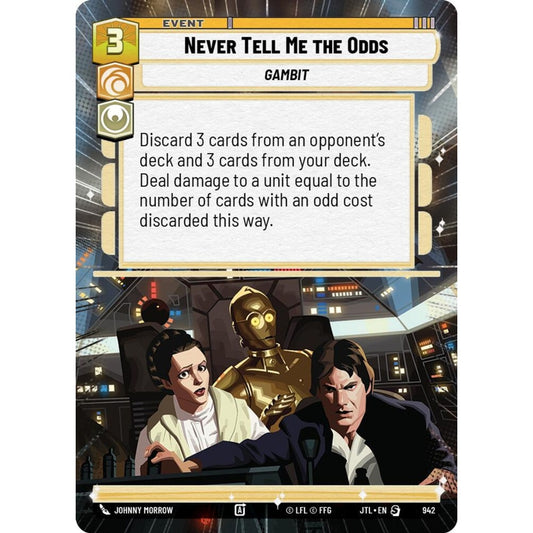 Never Tell Me the Odds, S, JTL 942) Hyperspace Foil, Star Wars Unlimited