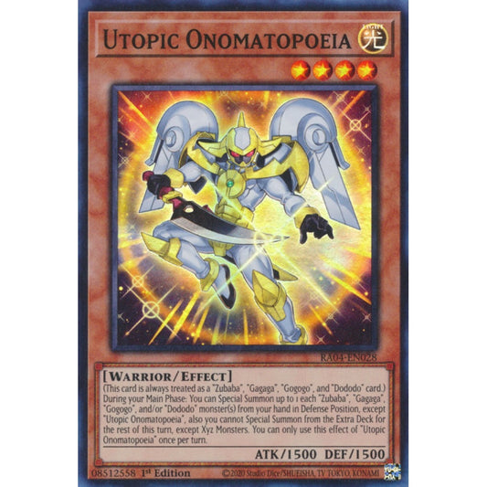 Utopic Onomatopoeia RA04-EN028 Ultra Ultra Rare Yu-Gi-Oh Quarter Century Stampede in Art