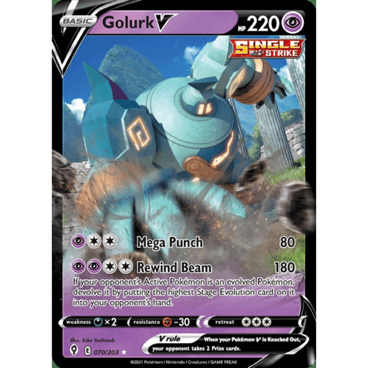 Golurk V Double Rare 070/203 Pokemon Card Game Evolving Skies