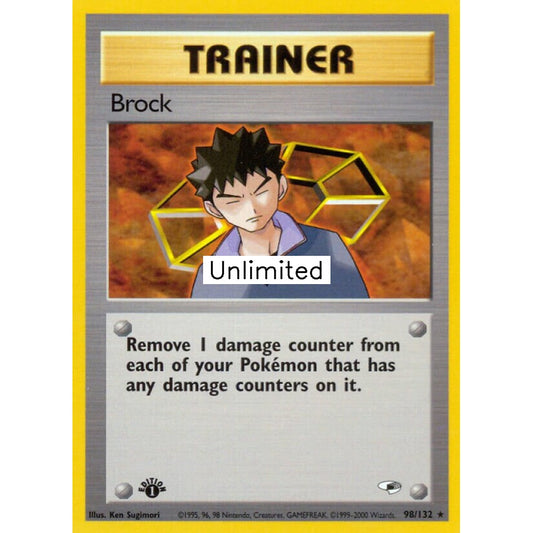 Brock Rare 98/132 Pokemon Card Game Gym Heroes