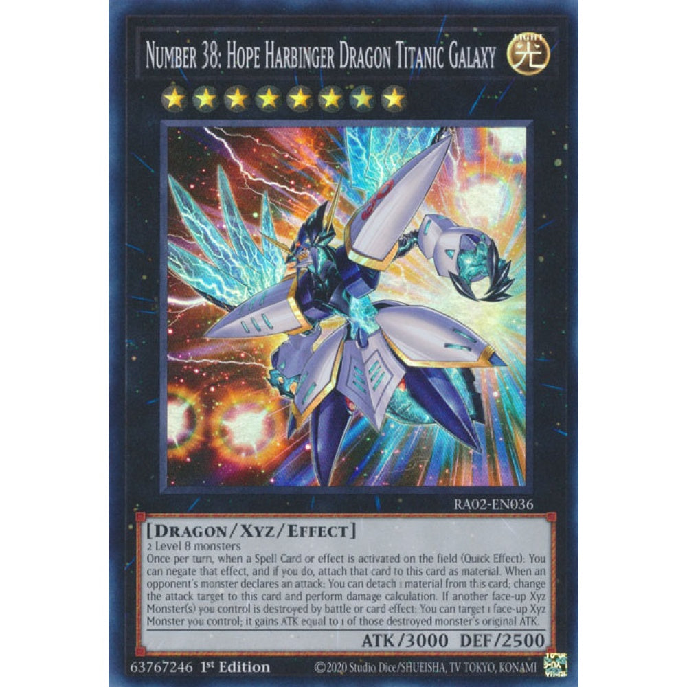 Number 38: Hope Harbinger Dragon Titanic Galaxy RA02-EN036 Ultra Ultra Rare Yu-Gi-Oh 25th Anniversary Rarity Collection II in Art