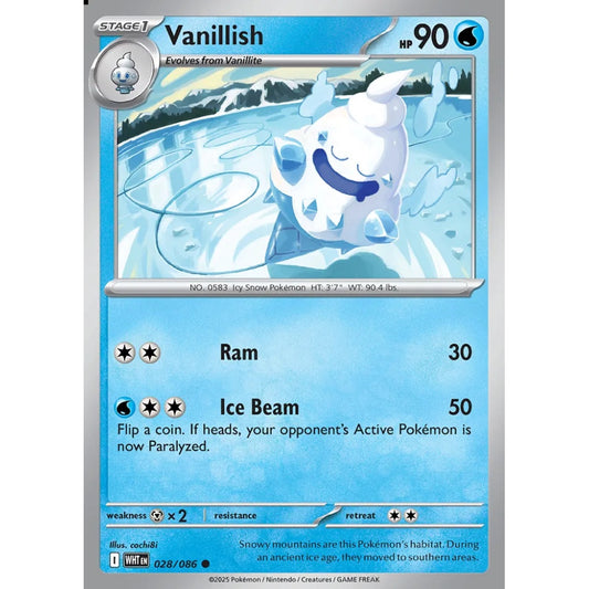 Vanillish Common 028/086 Pokemon Card Game White Flare