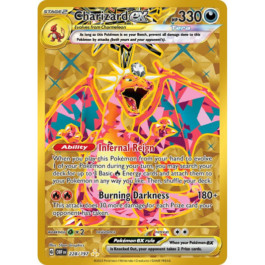Charizard ex Hyper Rare 228/197 Pokemon Card Game Obsidian Flames