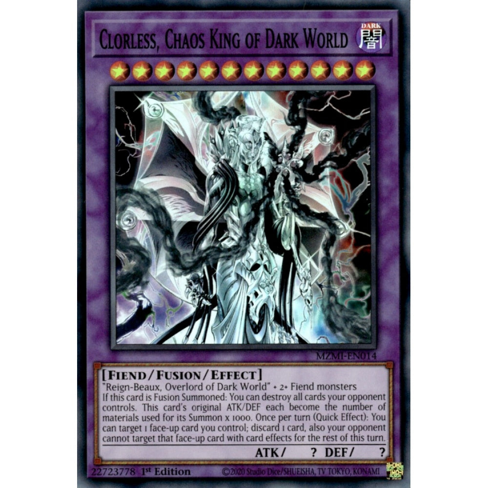 Clorless, Chaos King of Dark World MZMI-EN014 Super Super Rare Yu-Gi-Oh Maze of Millennia in Art