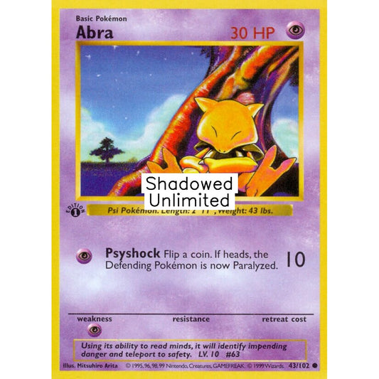 Abra Common 43/102 Pokemon Card Game Base Set