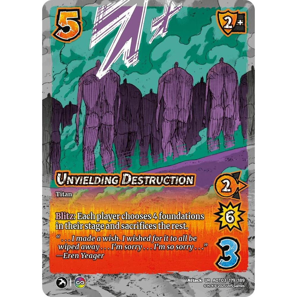 Unyielding Destruction 179/189 AOT03 Universus Attack on Titan: Apocalypse Attack UR