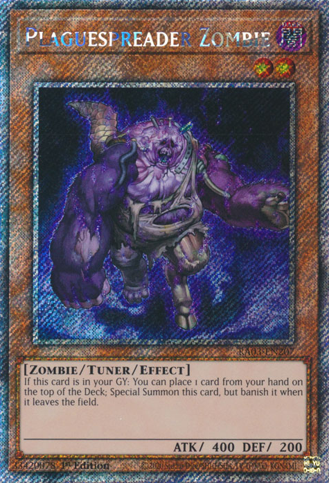 Plaguespreader Zombie RA03-EN207 Platinum Platinum Secret Rare Yu-Gi-Oh Quarter Century Bonanza in Art