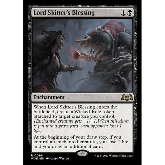 Lord Skitter's Blessing, rare, 98, Magic the Gathering, Wilds of Eldraine
