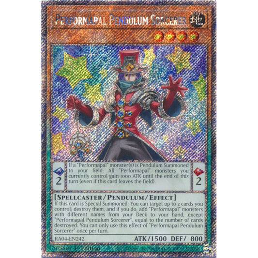 Performapal Pendulum Sorcerer RA04-EN242 Platinum Platinum Secret Rare Yu-Gi-Oh Quarter Century Stampede in Art