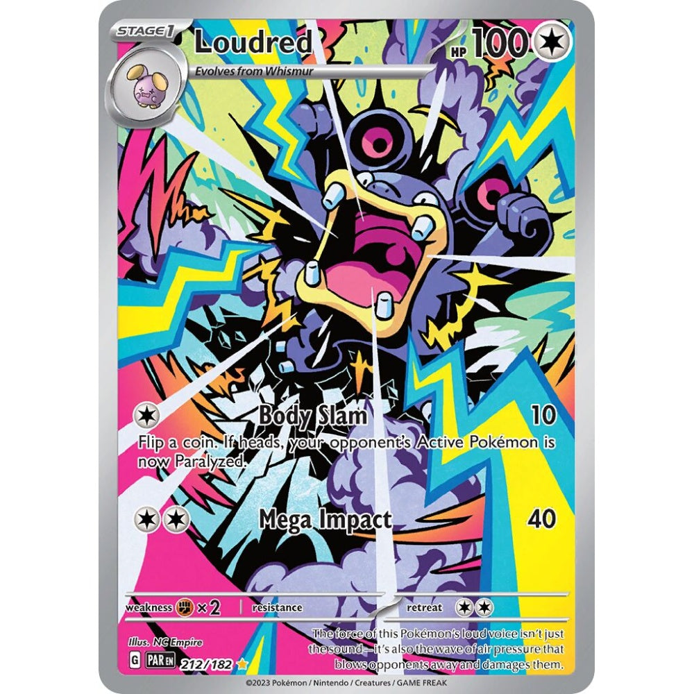 Loudred Illustration Rare 212/182 Pokemon Card Game Paradox Rift