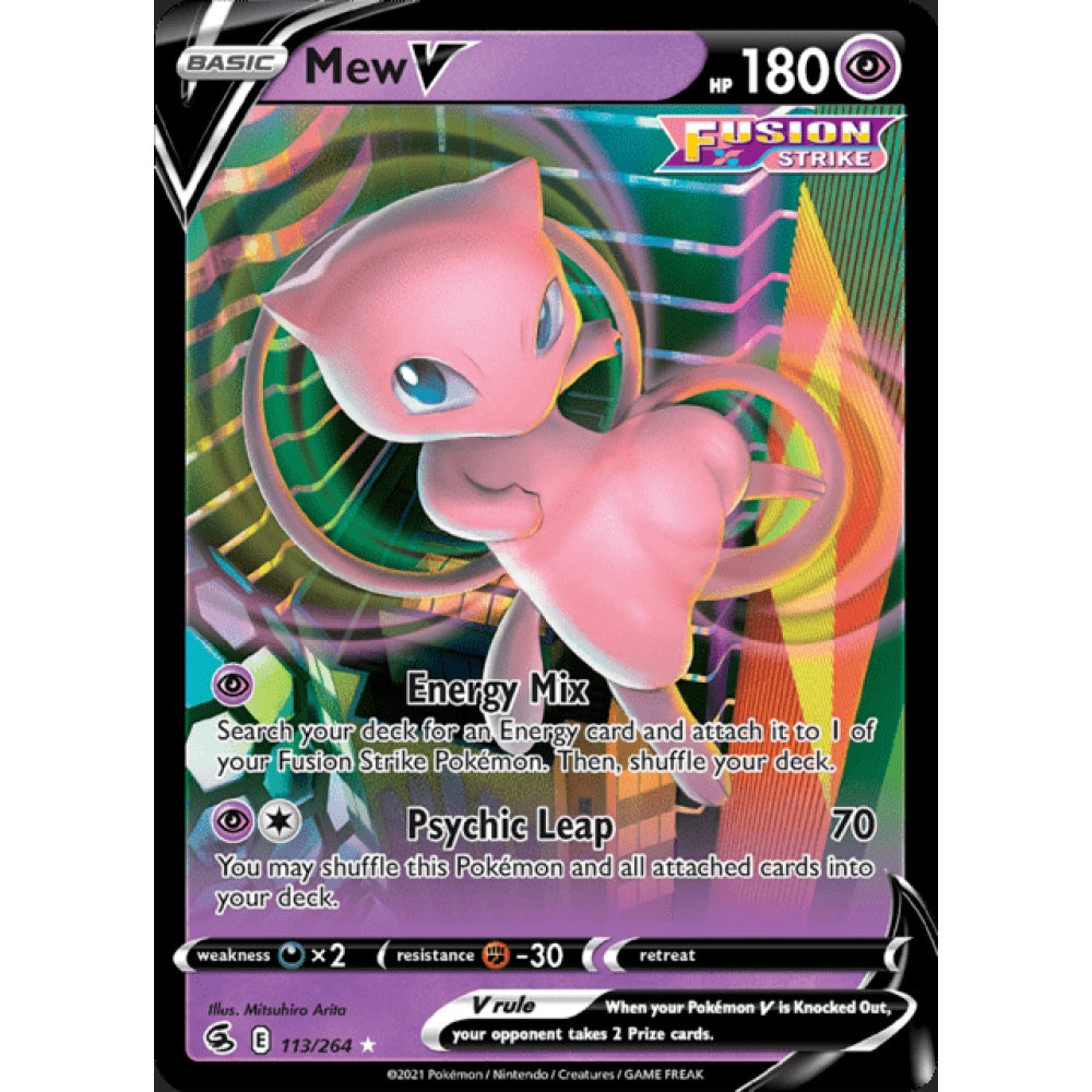 Mew V Double Rare 113/264 Pokemon Card Game Fusion Strike