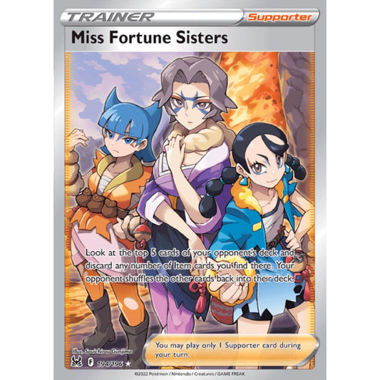 Miss Fortune Sisters Full Art 194/196 Pokemon Card Game Lost Origins