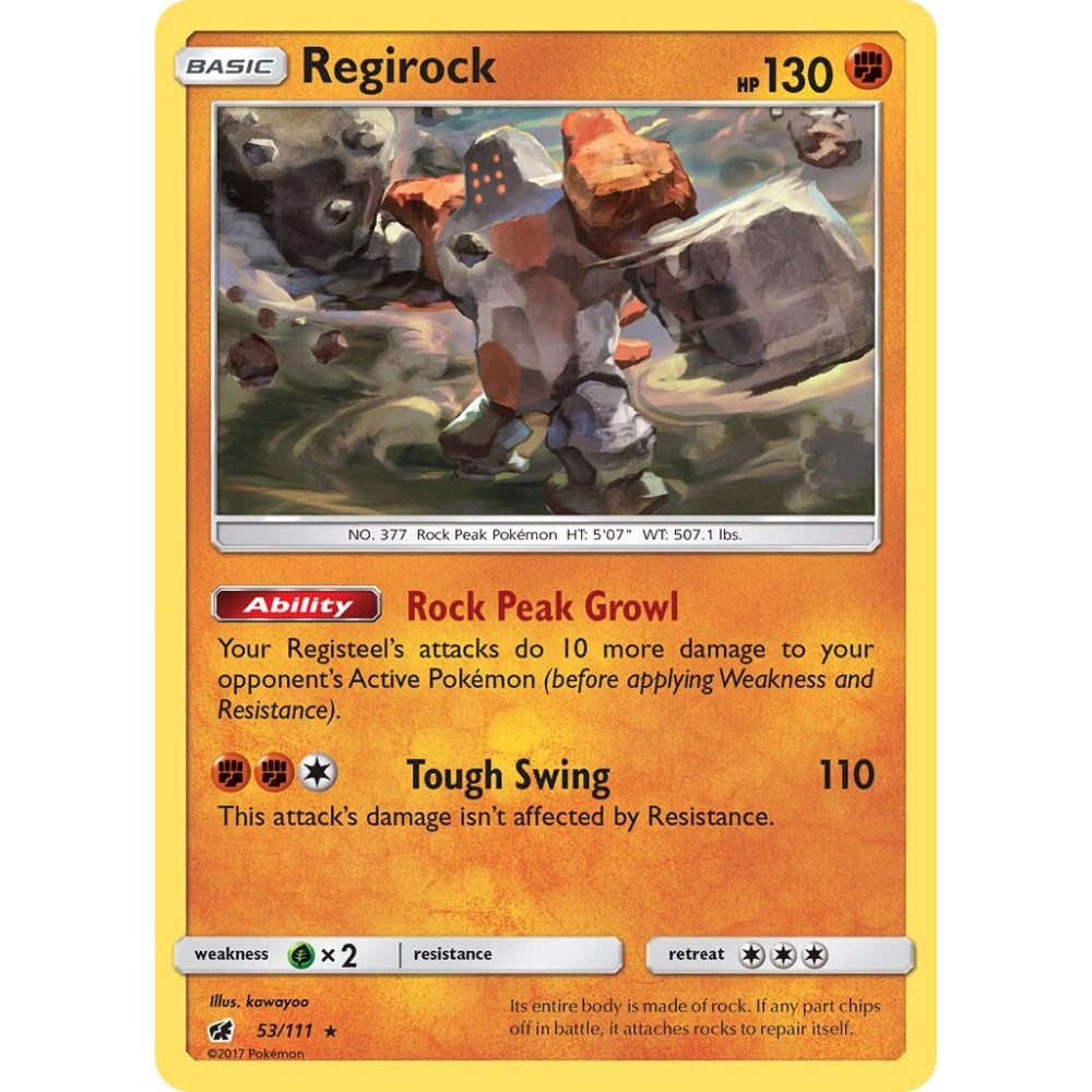 Regirock Rare 53/111 Pokemon Card Game Crimson Invasion
