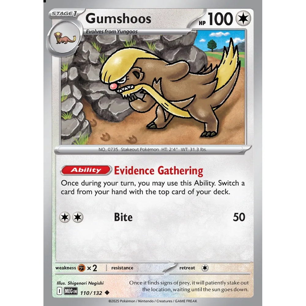 Gumshoos Uncommon 110/132 Pokemon Card Game Mega Evolution