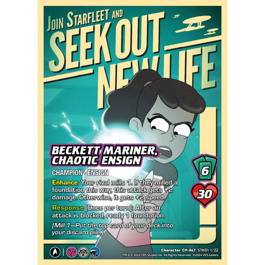 Beckett Mariner, Chaotic Ensign, 1/22, STK01, Universus, Star Trek Lower Decks Challenger Decks, Character, CH-ALT