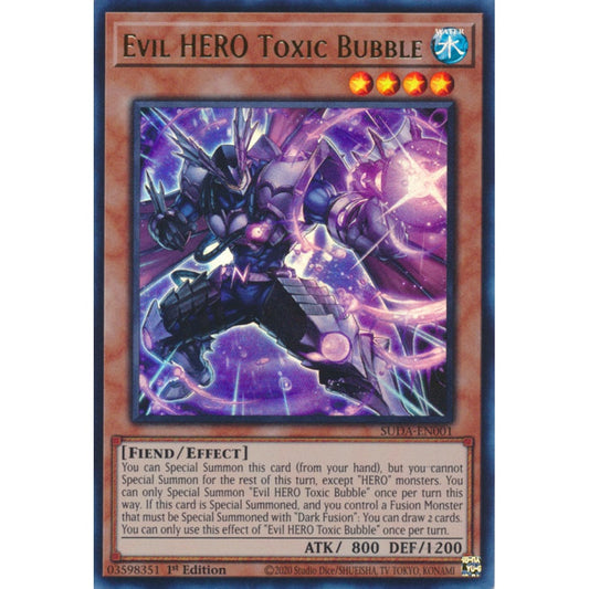 Evil HERO Toxic Bubble SUDA-EN001 Ultra Ultra Rare Yu-Gi-Oh Supreme Darkness in Art