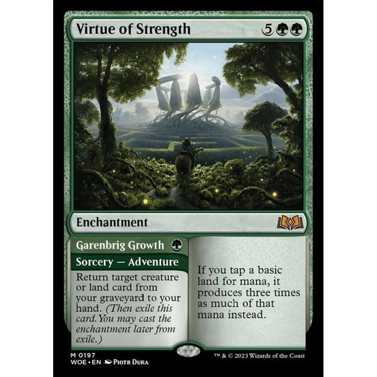 Virtue of Strength // Garenbrig Growth, mythic, 197, Magic the Gathering, Wilds of Eldraine