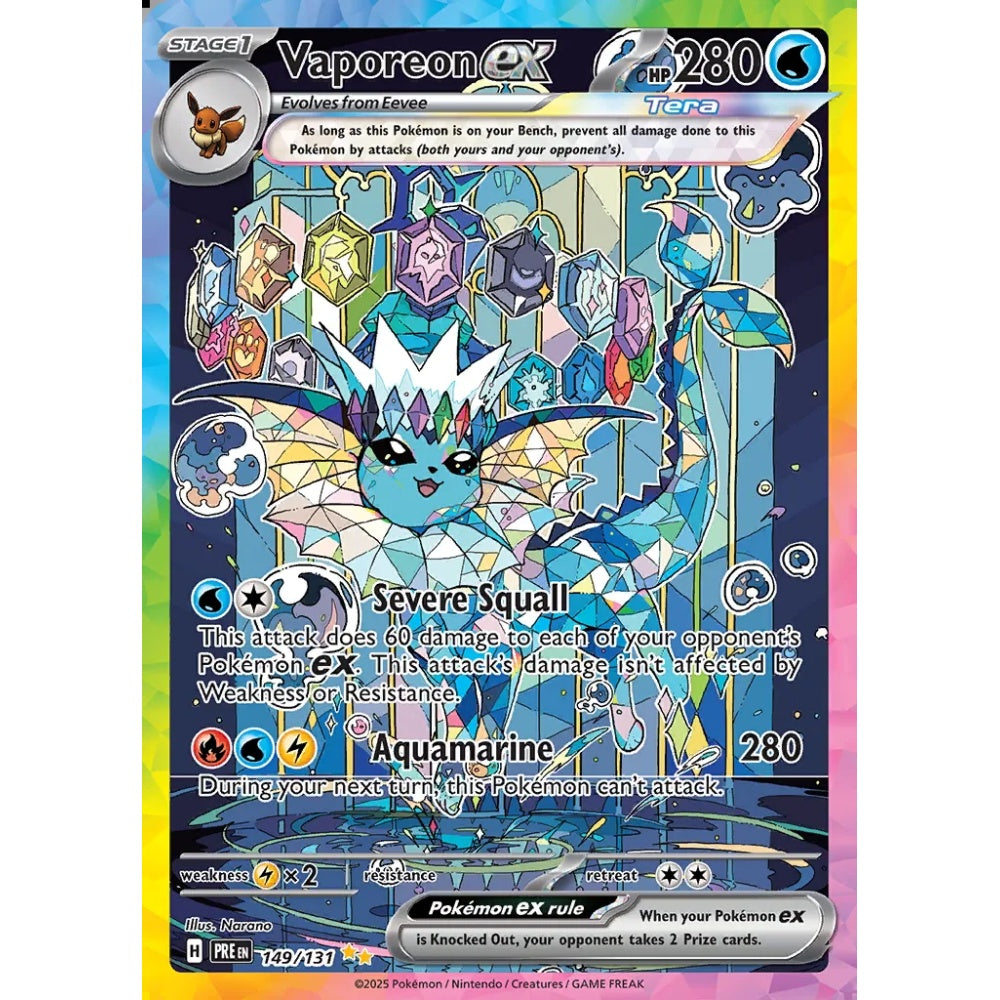 Vaporeon ex Special Illustration Rare 149/131 Pokemon Card Game Prismatic Evolutions
