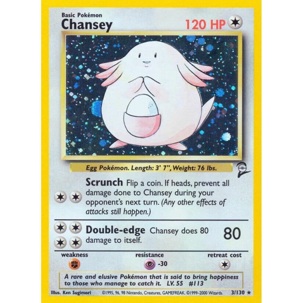 Chansey Rare Holo 3/130 Pokemon Card Game Base Set 2