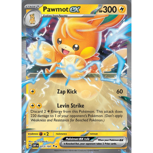 Pawmot ex Double Rare 073/197 Pokemon Card Game Obsidian Flames