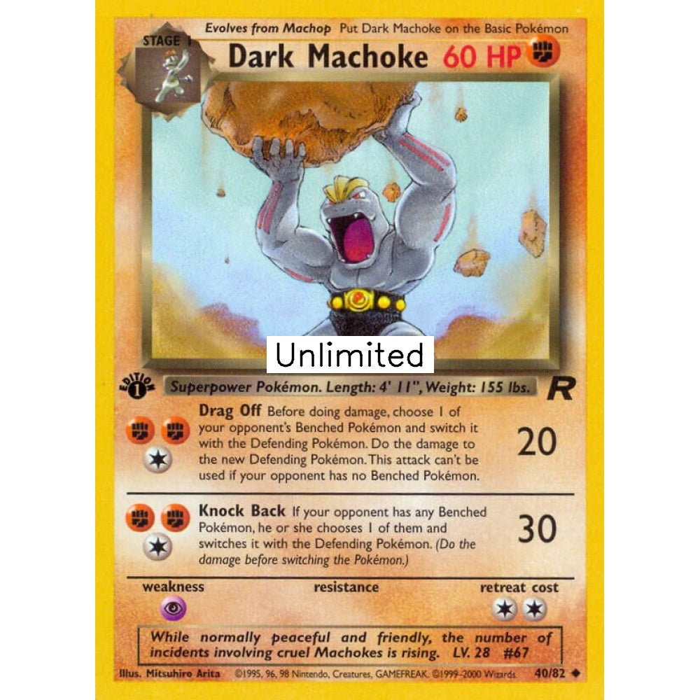 Dark Machoke Uncommon 40/82 Pokemon Card Game Team Rocket