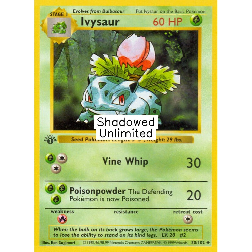 Ivysaur Uncommon 30/102 Pokemon Card Game Base Set