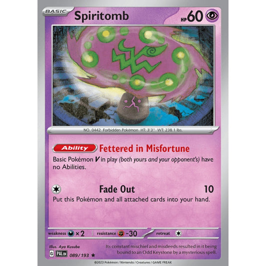 Spiritomb Rare 089/193 Pokemon Card Game Paldea Evolved