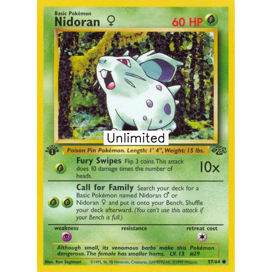 Nidoran ♀ Common 57/64 Pokemon Card Game Jungle