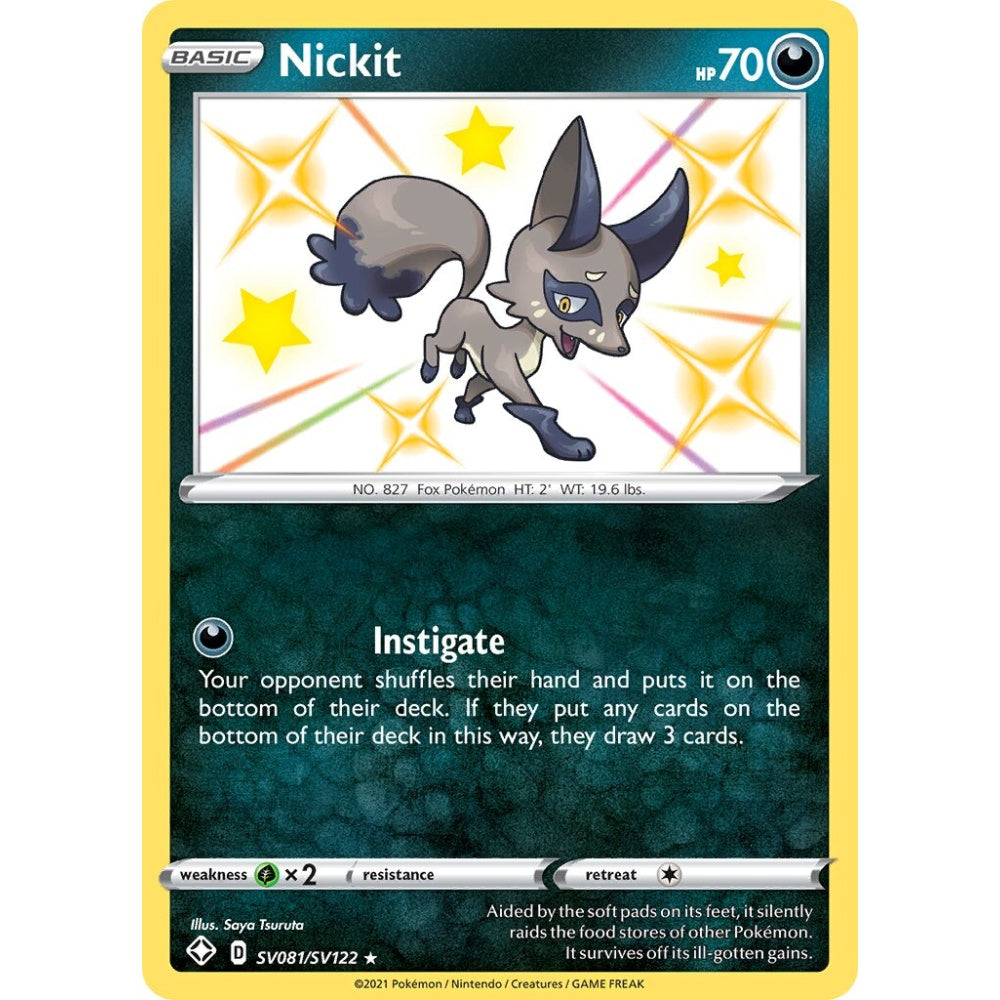 Nickit Rare Shiny SV081/SV122 Pokemon Card Game Shining Fates