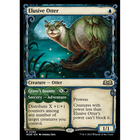 Elusive Otter // Grove's Bounty, rare, 289, Magic the Gathering, Wilds of Eldraine
