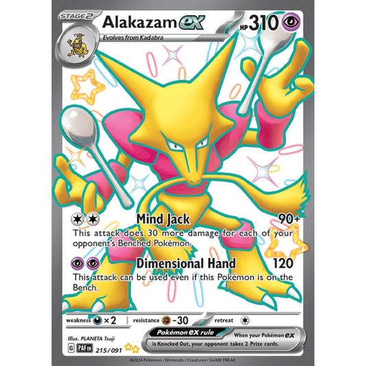 Alakazam ex Shiny Ultra Rare 215/091 Pokemon Card Game Paldean Fates