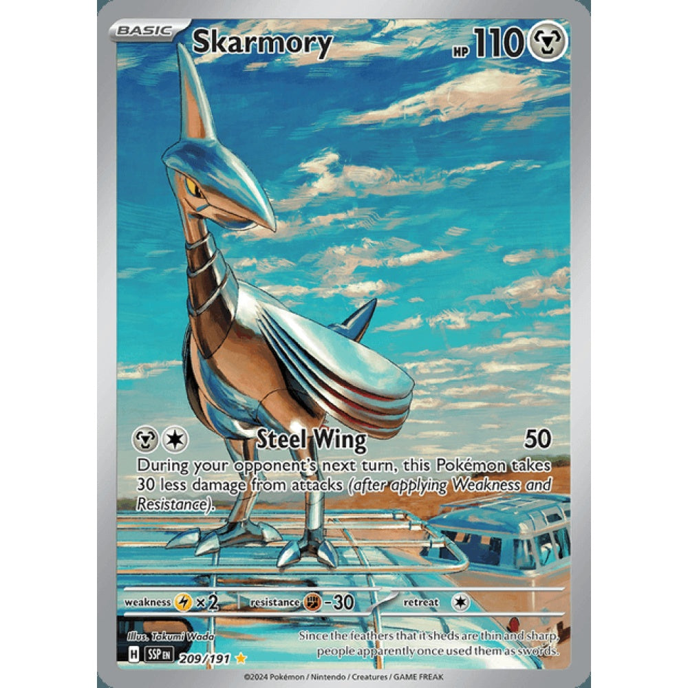 Skarmory Illustration Rare 209/191 Pokemon Card Game Surging Sparks