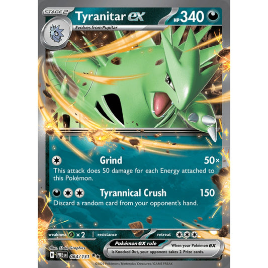 Tyranitar ex Double Rare 064/131 Pokemon Card Game Prismatic Evolutions