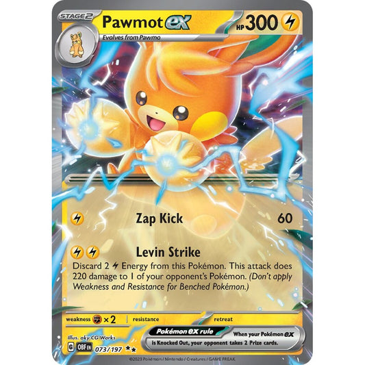 Pawmot ex Double Rare 073/197 Pokemon Card Game Obsidian Flames