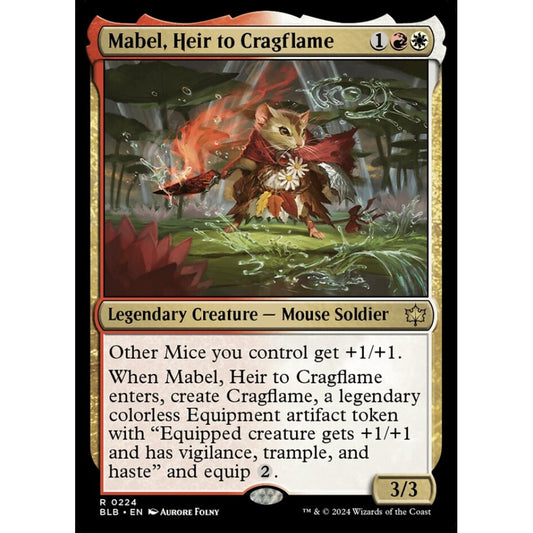 Mabel, Heir to Cragflame, 224, rare, Magic: The Gathering, Bloomburrow