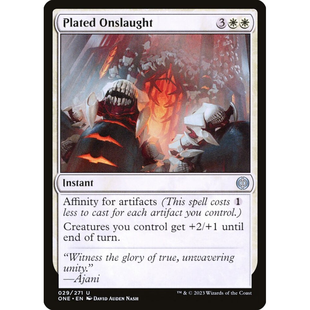 Plated Onslaught, uncommon, 29, Magic the Gathering, Phyrexia: All Will Be One
