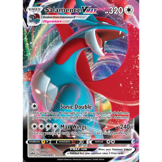 Salamence VMAX Double Rare 144/189 Pokemon Card Game Darkness Ablaze