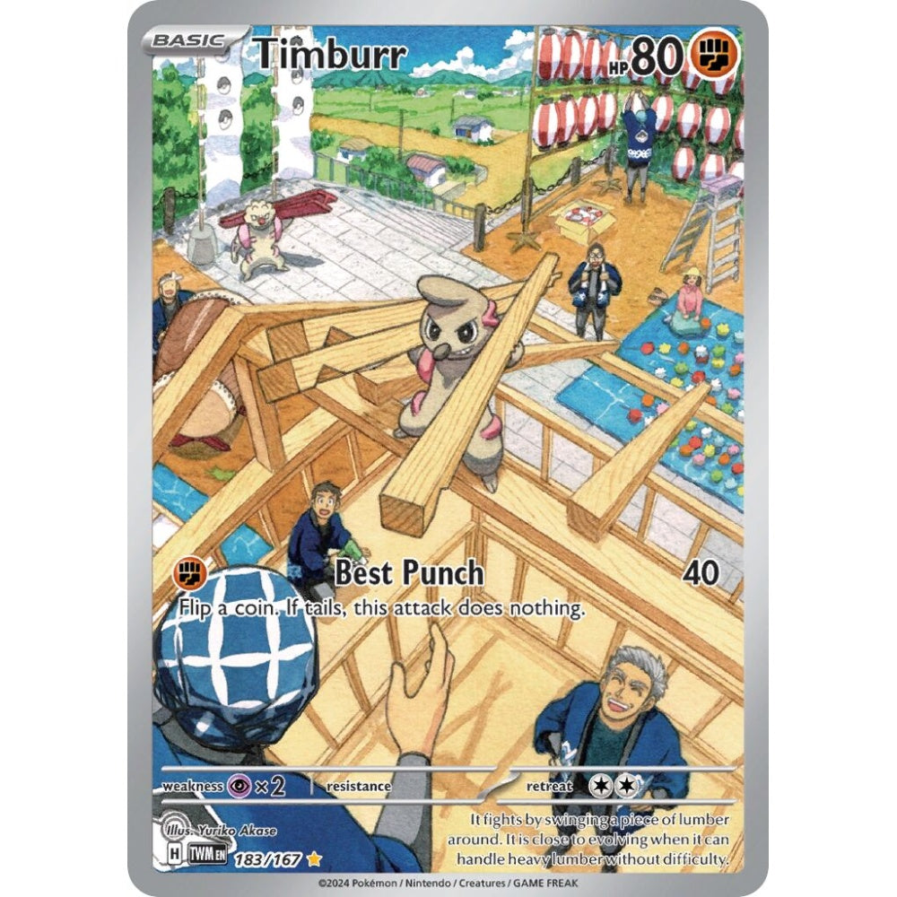 Timburr Illustration Rare 183/167 Pokemon Card Game Twilight Masquerade S-Chinese