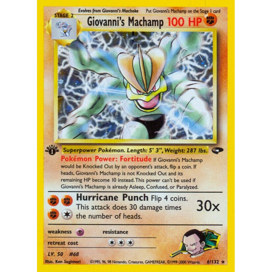 Giovanni's Machamp Rare Holo 6/132 Pokemon Card Game Gym Challenge