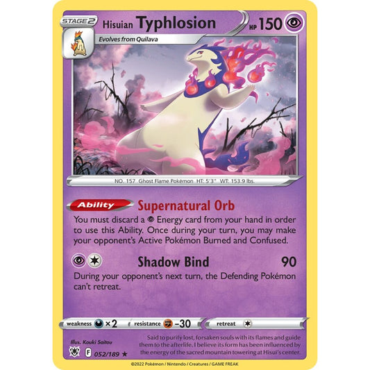 Hisuian Typhlosion Rare Holo 052/189 Pokemon Card Game Astral Radiance