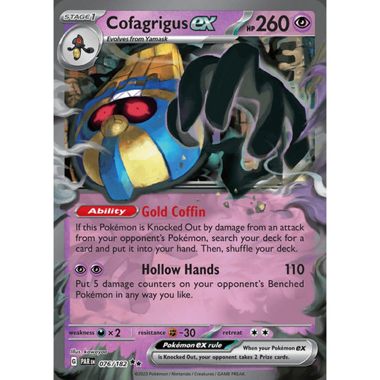 Cofagrigus ex Double Rare 076/182 Pokemon Card Game Paradox Rift