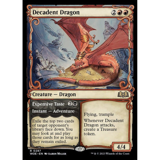 Decadent Dragon // Expensive Taste, rare, 287, Magic the Gathering, Wilds of Eldraine