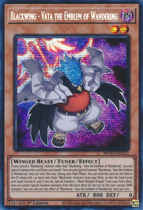 Blackwing - Vata the Emblem of Wandering MP23-EN152 Prismatic Prismatic Secret Rare Yu-Gi-Oh 25th Anniversary Tin: Dueling Heroes Mega Pack in Art