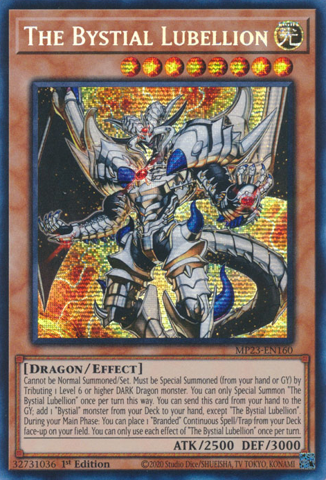 The Bystial Lubellion MP23-EN160 Prismatic Prismatic Secret Rare Yu-Gi-Oh 25th Anniversary Tin: Dueling Heroes Mega Pack in Art