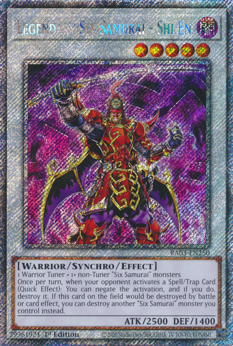 Legendary Six Samurai - Shi En RA03-EN250 Platinum Platinum Secret Rare Yu-Gi-Oh Quarter Century Bonanza in Art