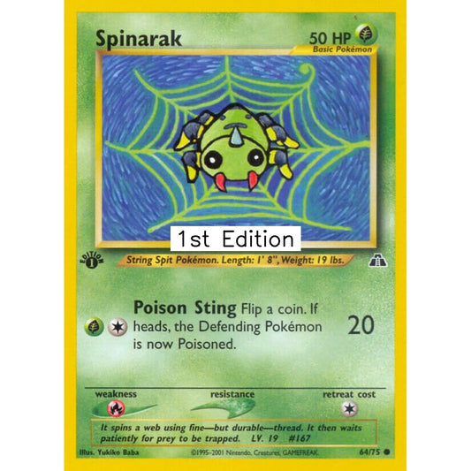 Spinarak Common 64/75 Pokemon Card Game Neo Discovery