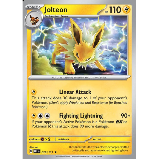 Jolteon Rare 029/131 Pokemon Card Game Prismatic Evolutions