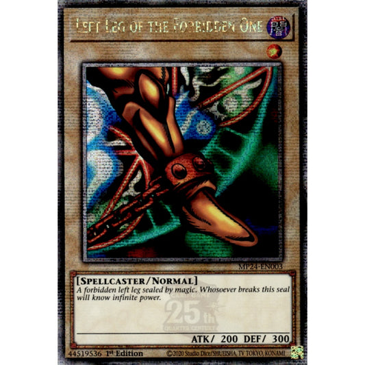 Left Leg of the Forbidden One MP24-EN003 QCR Quarter Century Secret Rare Yu-Gi-Oh 25th Anniversary Tin: Dueling Mirrors in Art